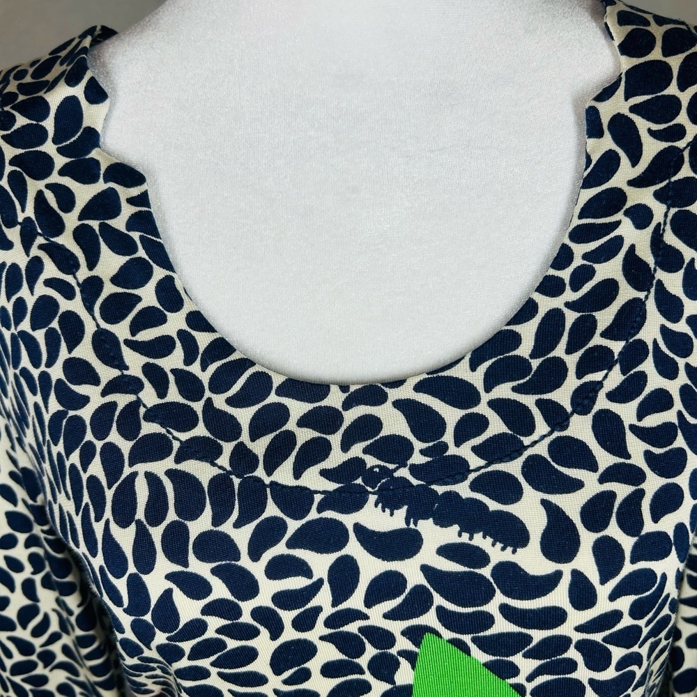 Lilly Pulitzer Angie Shift Dress Navy White Pink Green Leaf Pattern Midi Size M - Picture 6 of 14